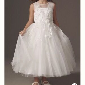Anthropologie White Floral Kids Formal Dress